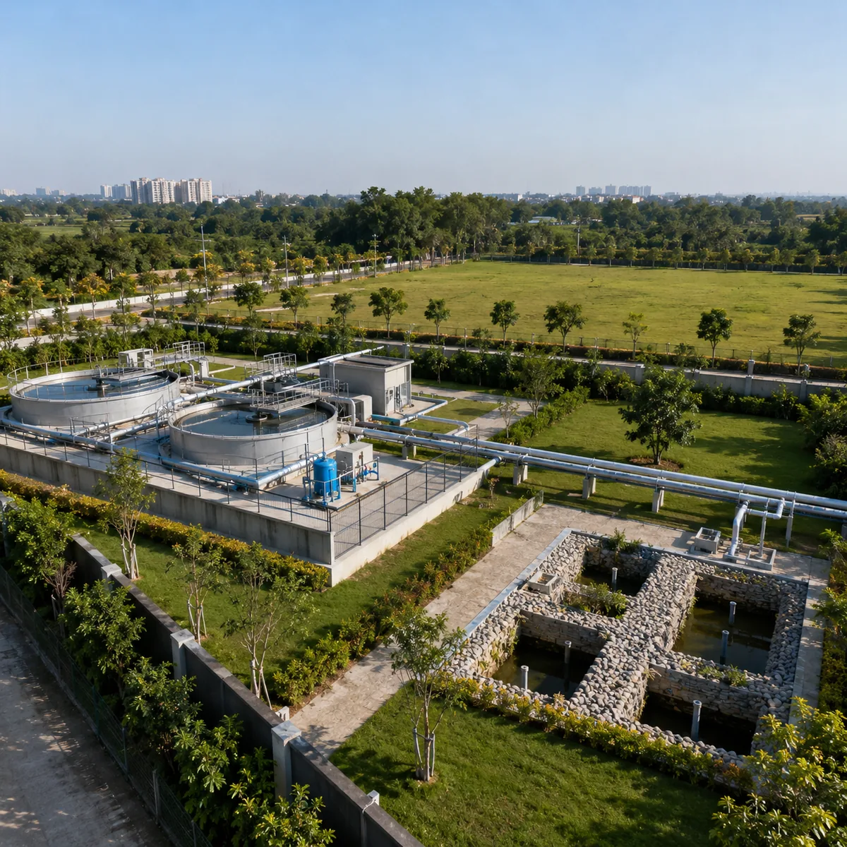 Brigade Innovation Gardens water infrastructure - Sequencing Batch Reactor STP and rainwater harvesting Brigade Innovation Gardens water infrastructure - Sequencing Batch Reactor STP and rainwater harvesting